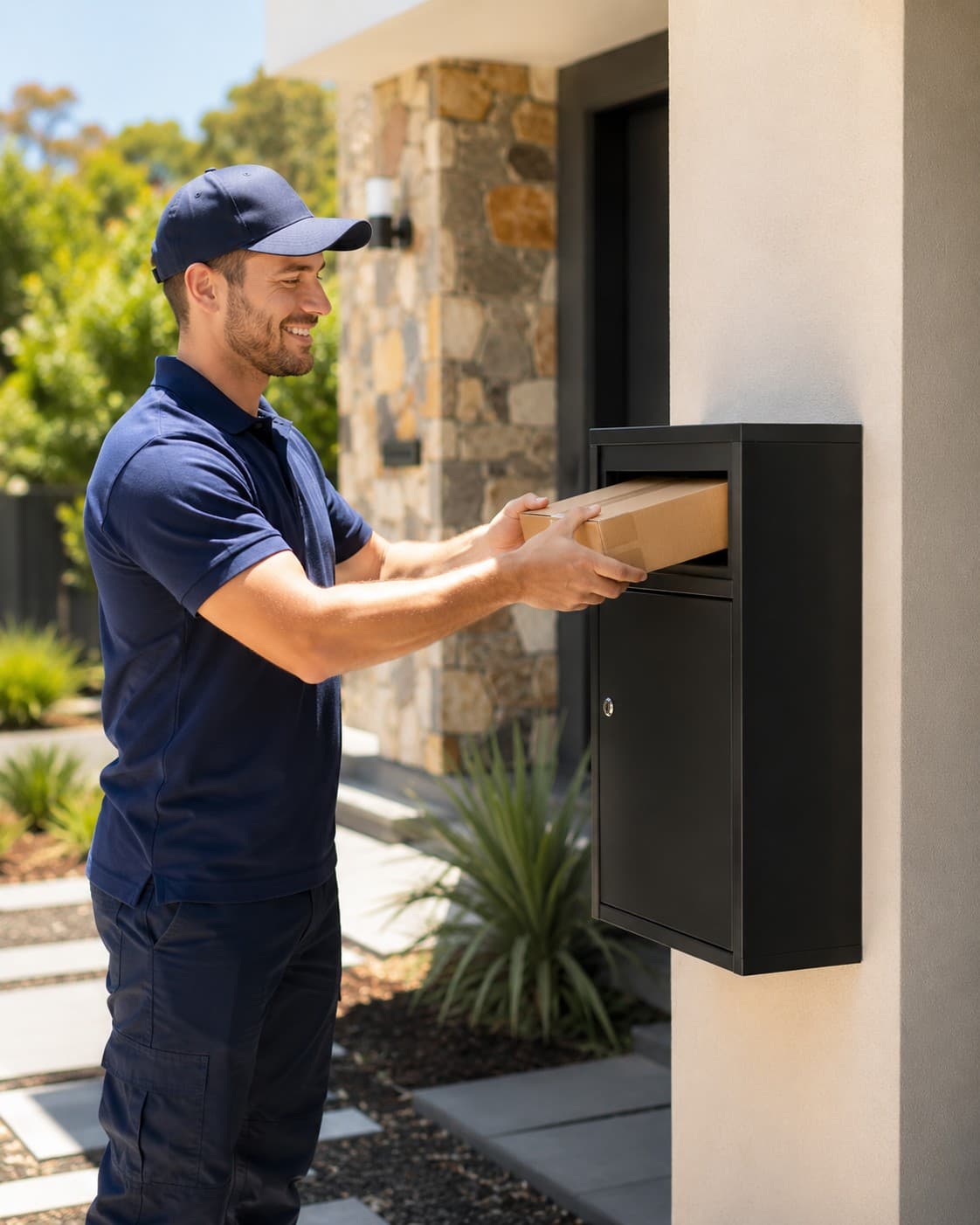Happy delivery to secure parcel box